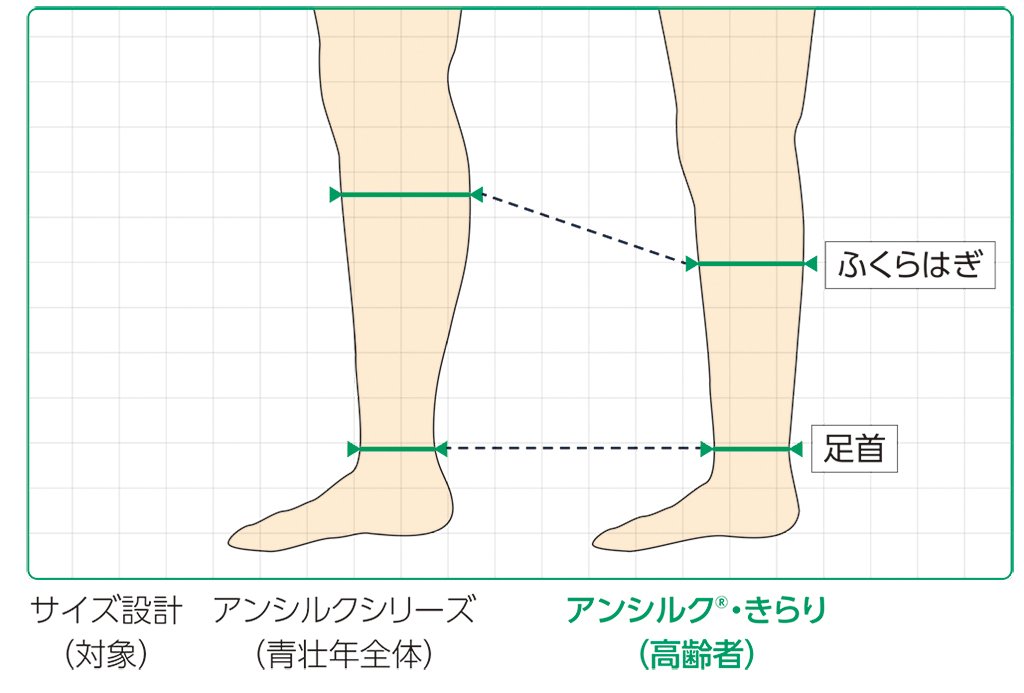 アンシルクシリーズと〈アンシルク・きらり〉のサイズ設計比較