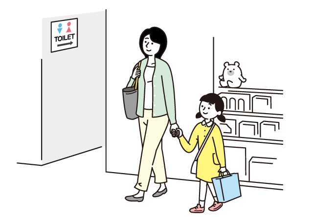 商業施設にいる親子