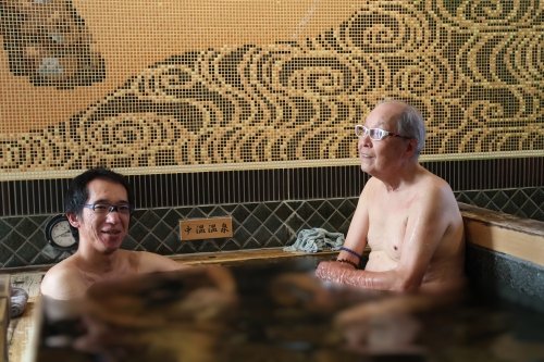 入浴体験中の様子